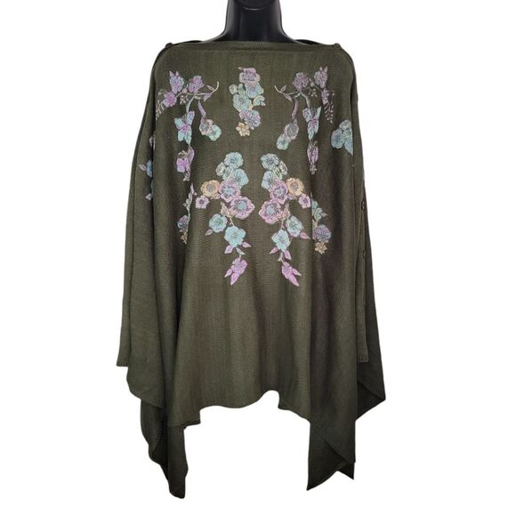 The Look Randolph Duke floral applique Sweater Poncho 3x - Picture 1 of 7